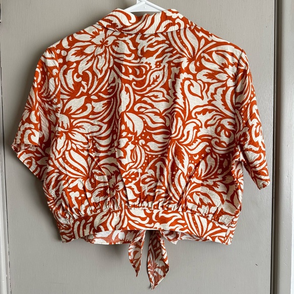 Joie Tropical Floral Tie Front Short Sleeve Blouse - Picture 5 of 5